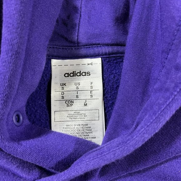 Adidas Hoodie Mens Small Purple Pullover Black Stripe Hooded Activewear - Picture 5 of 9